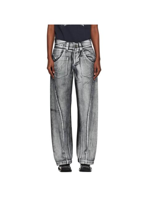 Black & White Painted Workwear Trousers