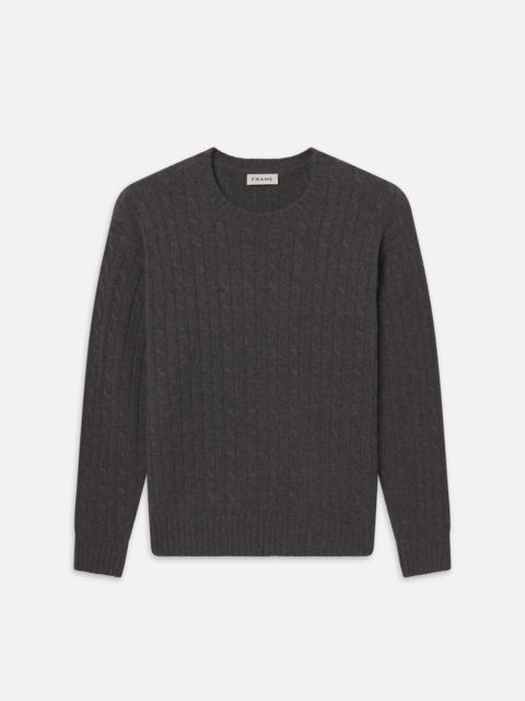 Cable Cashmere Crewneck in Charcoal