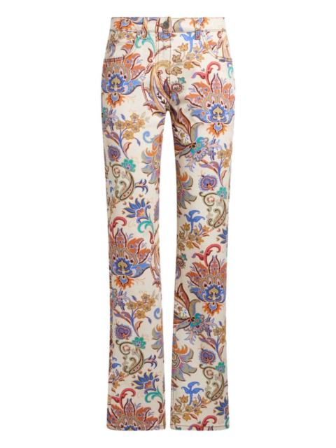 floral-print straight jeans