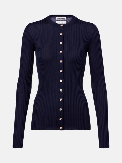 Ribbed-knit silk cardigan