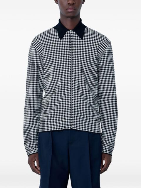 houndstooth zip-up polo shirt