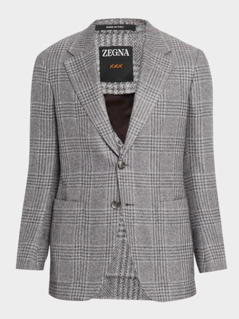 Men's Cashmere and Silk Plaid Two-Button Sport Coat