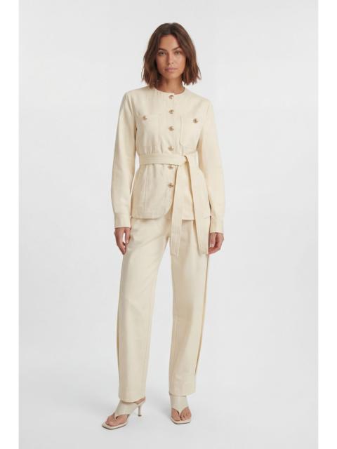 Cotton Utility Button Detail Tie Waist Shirt