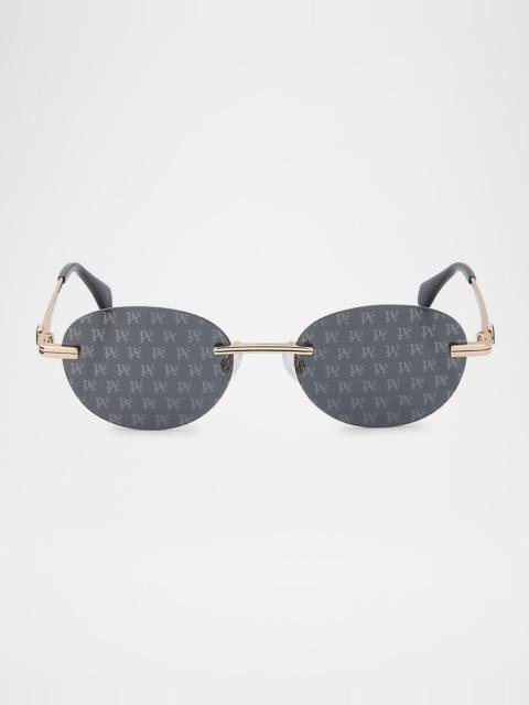 Crystal Metal Oval Sunglasses