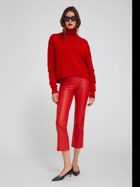 RED LEATHER CROP FLARE