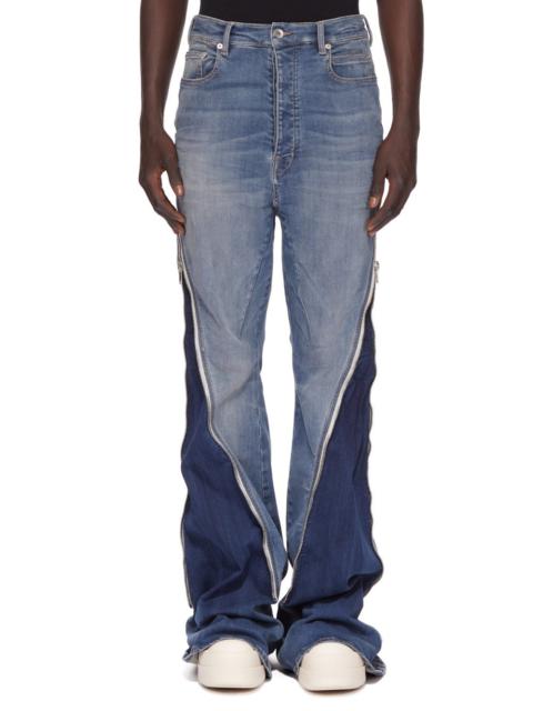 Bolan Banana Wide-Leg Zip-Detailed Waxed Jeans