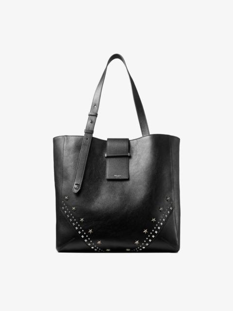 Bar Vertical Tote Medium
Black Soft Grained Calf Skin Tote Bag with Textured Stars