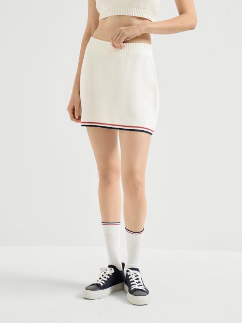 Cotton piqué-effect knit mini skirt