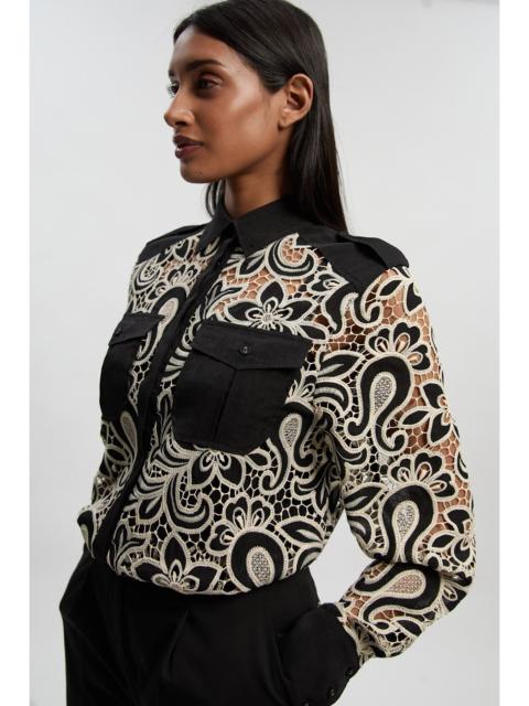 Mono Cutwork Pocket Front Woven Shirt