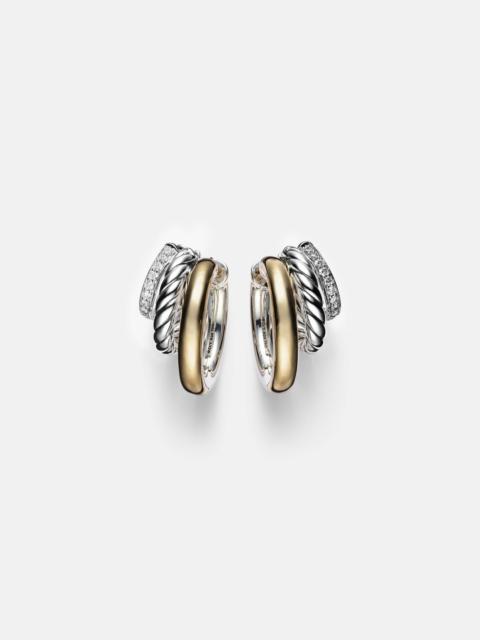 DY Mercer® 18kt gold and sterling silver hoop earrings with diamonds