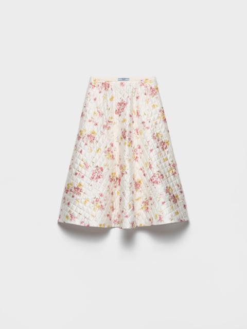 Floral print quilted satin circle skirt