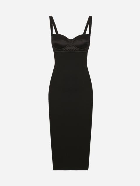 Jersey midi dress with corset-style bra top