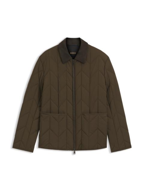 NUBUCK-TRIM JACKET WITH WATER-REPELLENT FINISH