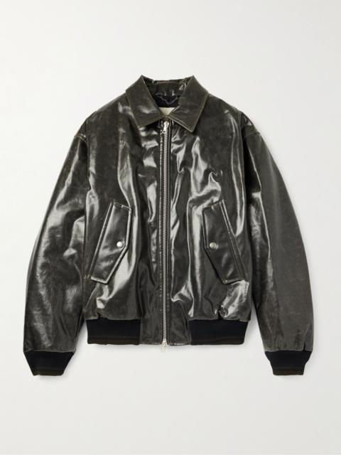 Coated Cotton-Blend Bomber Jacket Black