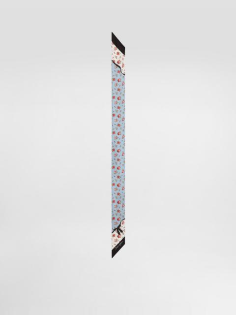 Small rose-print silk twill bandeau 6x100