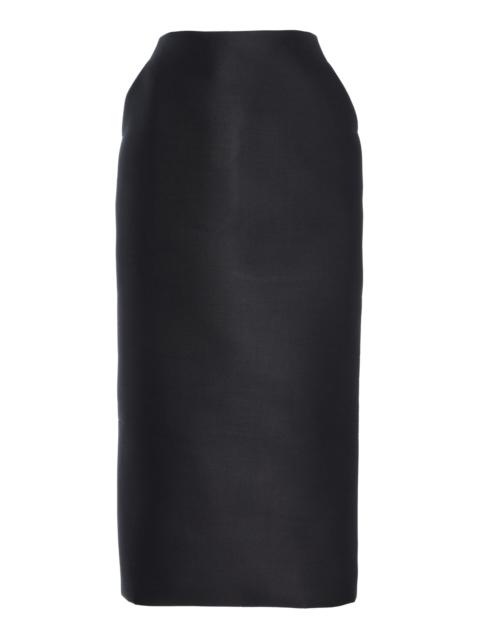 The Mercer  Bonded Wool-Silk Mikado Pencil Midi Skirt black