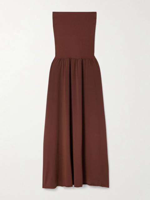 Oda strapless stretch-jersey maxi dress Chocolate
