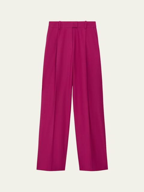 Pleated Wide-Leg Wool Pants