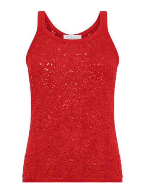 Cyrinne Knit Lace Wool Tank Top red