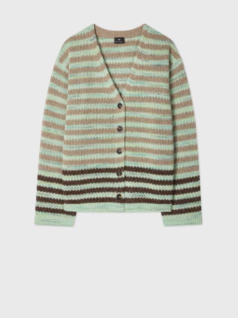 Women's Green Stripe Oversized Cardigan