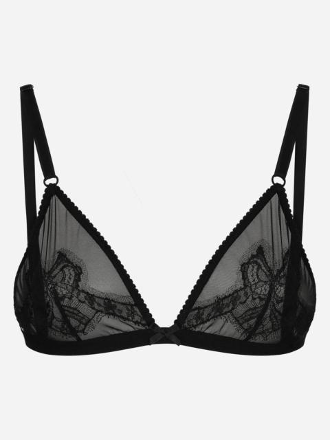 Lace and tulle soft-cup triangle bra