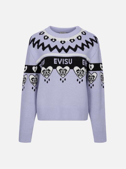 KAMON HEART JACQUARD LOOSE FIT SWEATER