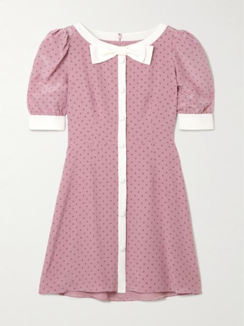 Clover Bow-detailed Polka-dot Silk Mini Dress