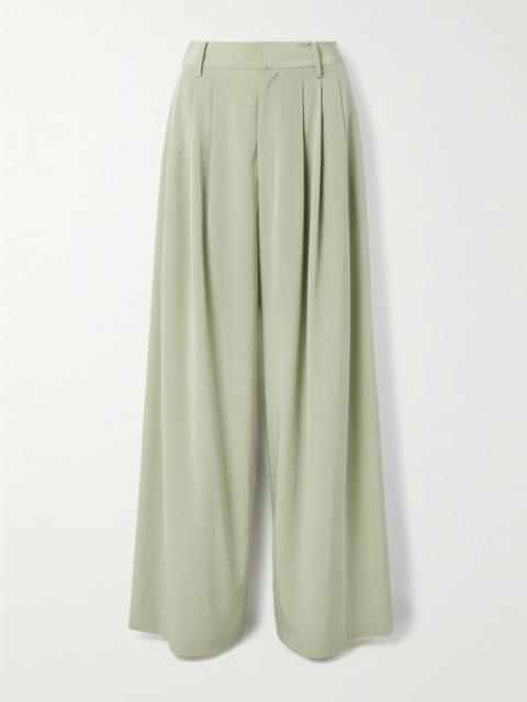Pleated Crepe De Chine Wide-leg Pants