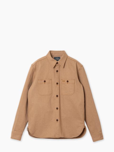 STUDIO D'ARTISAN 5740 FOX COTTON WORK SHIRT BROWN