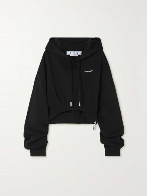 For All Helv cropped embellished cotton-jersey hoodie