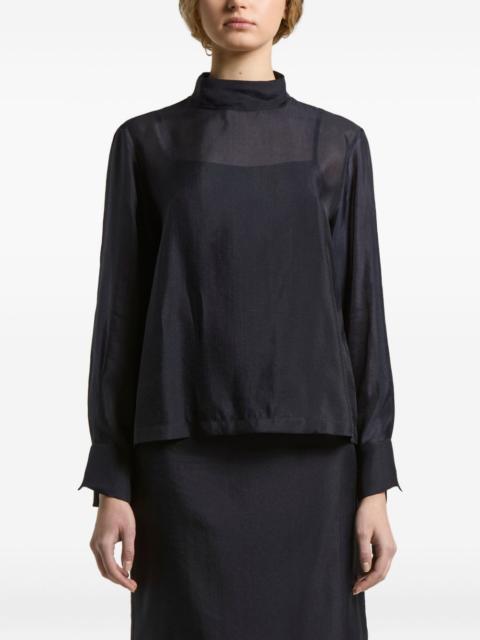 high-neck long-sleeve top