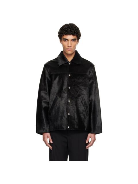 Black Cow Hide Coach Jacket
