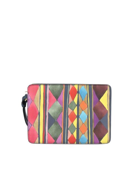 geometric-pattern clutch bag