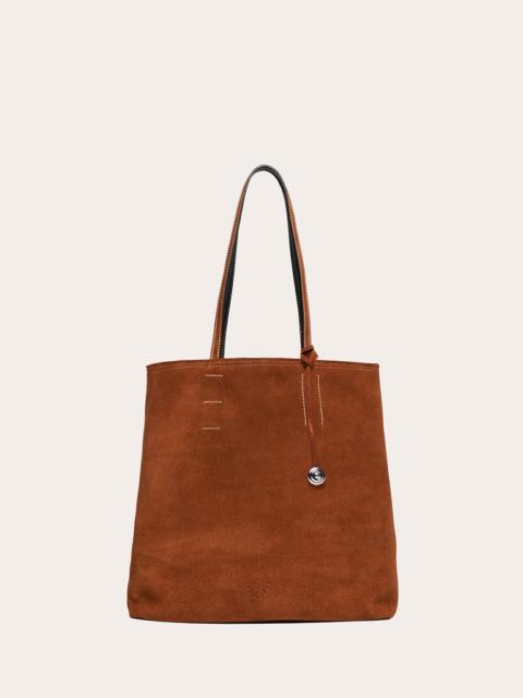 PAPER TOTE SADDLE BROWN SUEDE