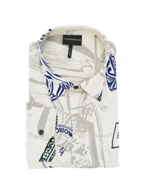 postage stamp print shirt