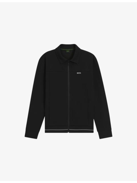 Logo-Embroidered Polo-Collar Cotton-Blend Tracksuit Top