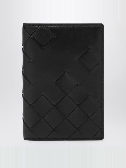 Card holder with flap black in Braided