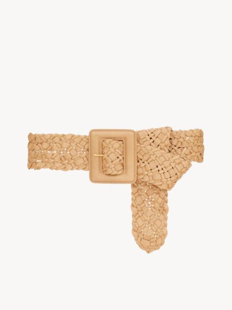 COVERED BUCKLE WIDE BELT IN WOVEN LEATHER