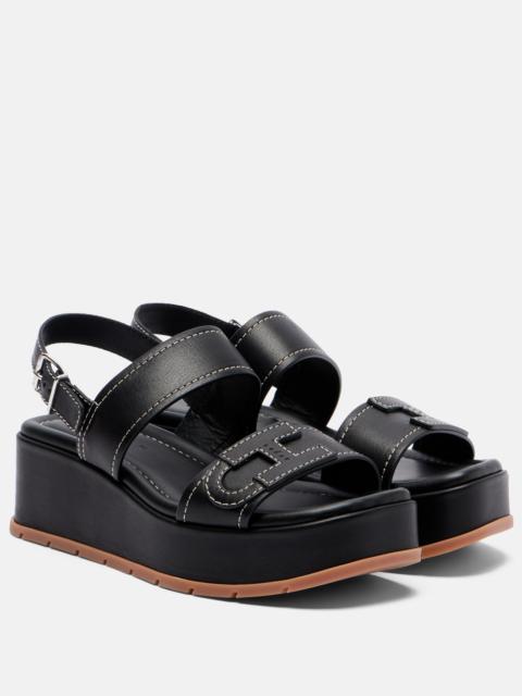H703 leather platform sandals