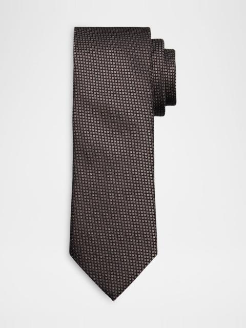 Men & apos;s Micro-Geometric Silk Jacquard Tie