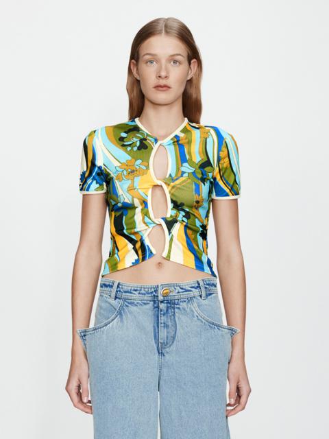 Acidic Floral Open Twist Tee