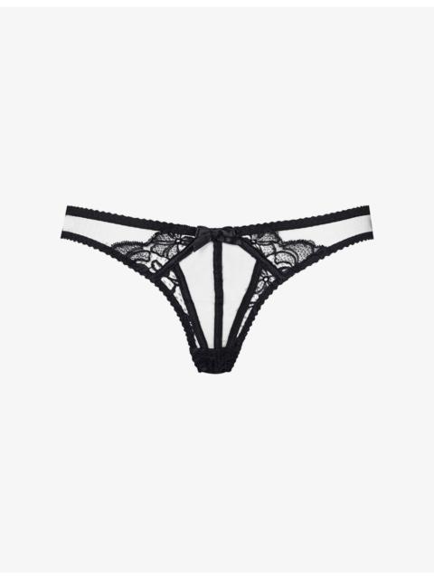 Rozlyn mesh and lace open briefs