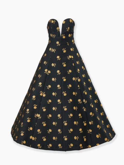 Carnation Jacquard Deep V-Neck Dress