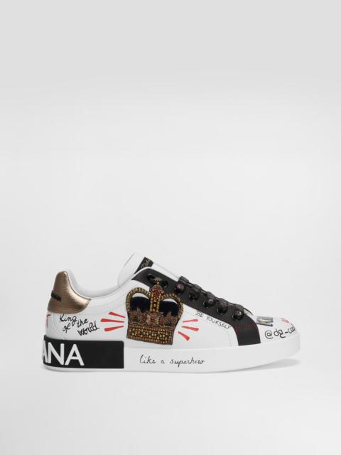 Portofino sneakers in printed nappa calfskin with patch