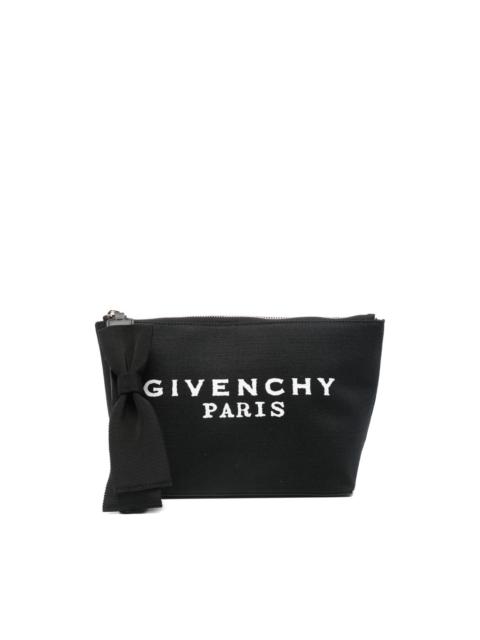 bow-detailed logo clutch bag