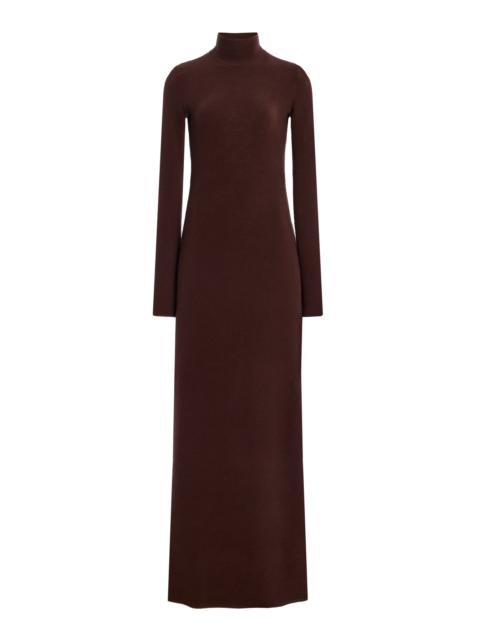 Exclusive Keyhole Knit Turtleneck Maxi Dress brown
