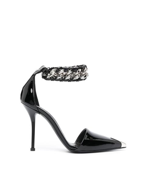 105mm chain-trim leather pumps