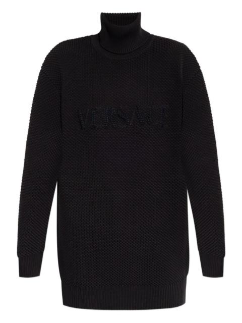 textured high-neck jumper