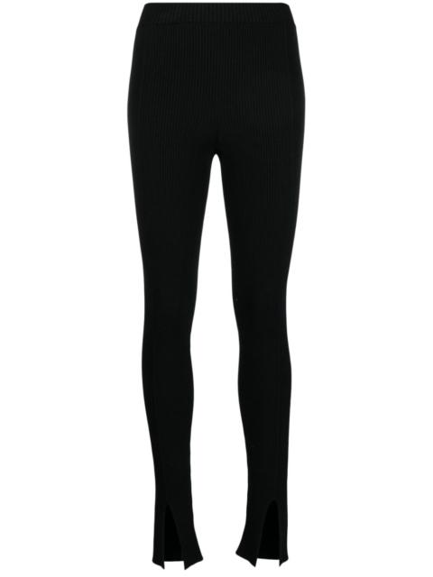 front-slit ribbed leggings