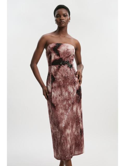 Ombre Sequin Woven Midi Dress